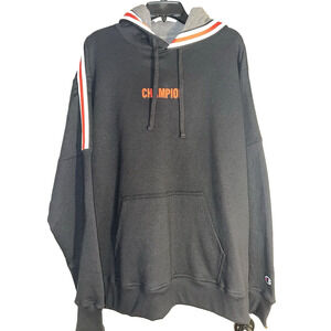 Champion BLACK with RED CHAMPION Hoodie Sweatshirt Mens XL